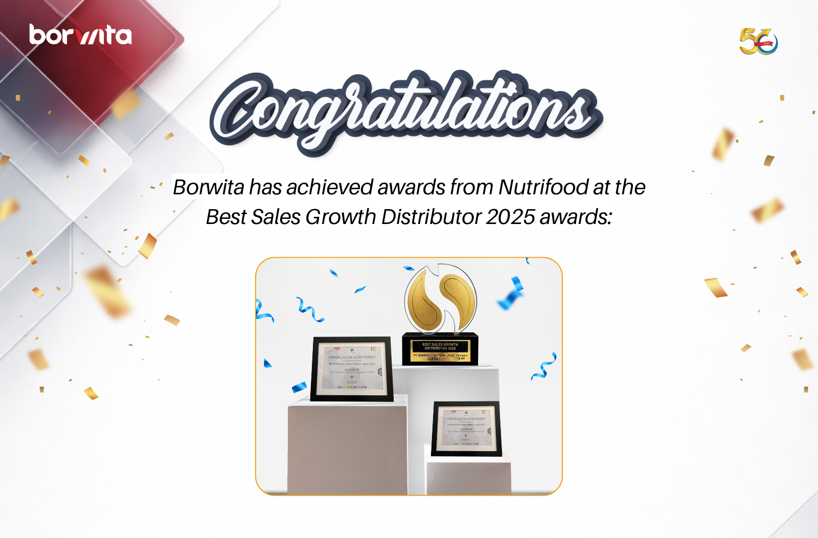 Borwita Has Achieved Best Sales Growth Distributor 2025 from Nutrifood